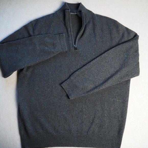 Jos A Bank Traveler’s Collection 100% Cashmere 1/4 Zip Sweater Men’s L – Defect - Picture 2 of 8